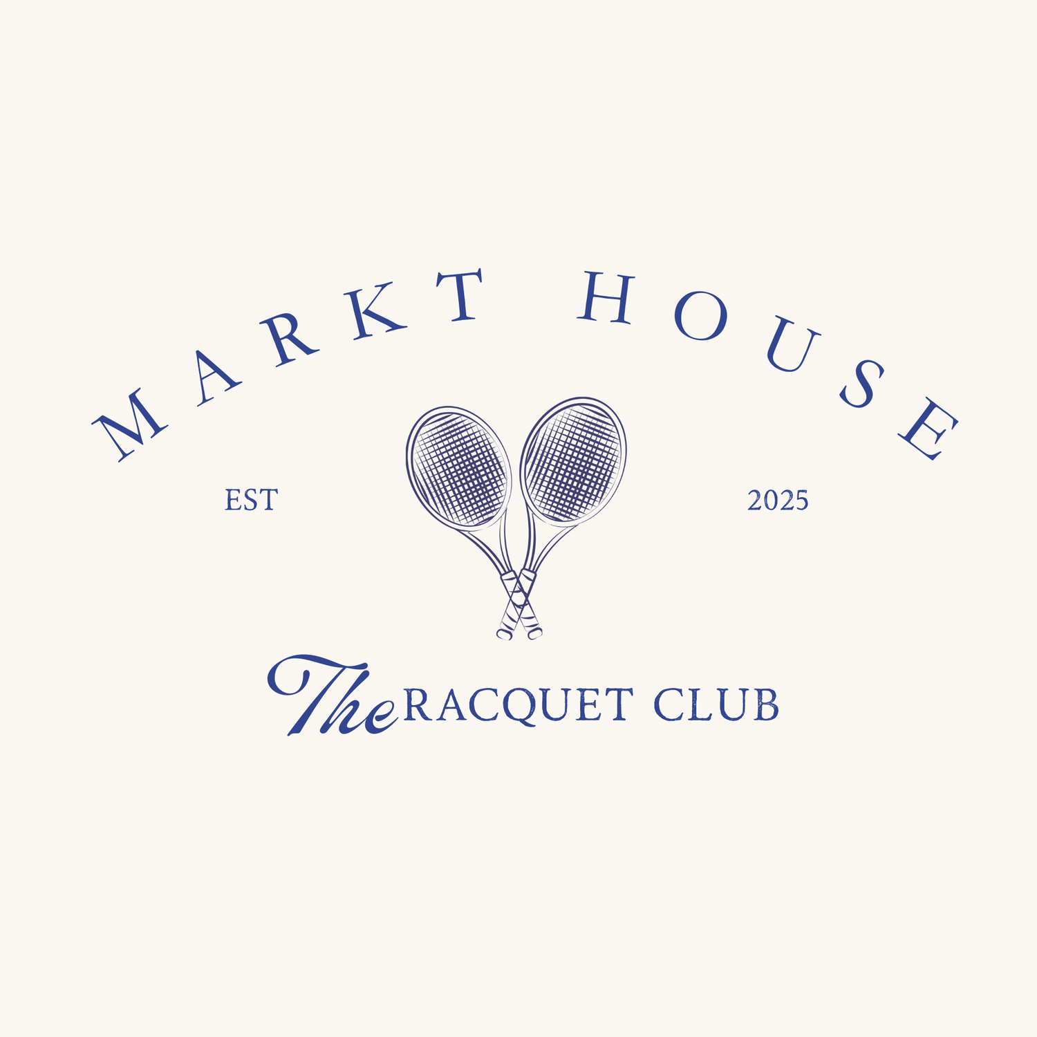 Logo for Markt House The Racquet Club with racquets and text on a white background